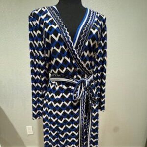 ROZ & ALI WOMEN'S GEOMETRIC PRINT WRAP DRESS XL